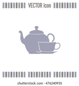  Vector illustration. silhouette of teapot and cup