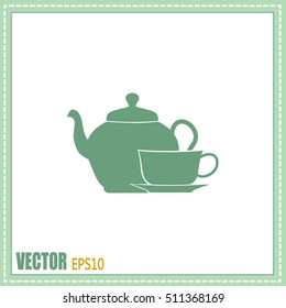  Vector illustration. silhouette of teapot and cup