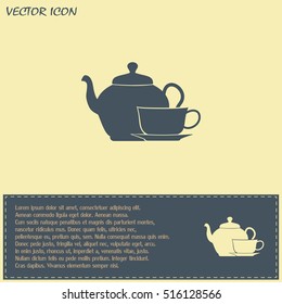  Vector illustration. silhouette of teapot and cup