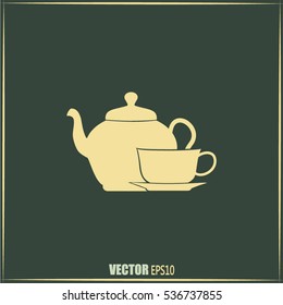  Vector illustration. silhouette of teapot and cup