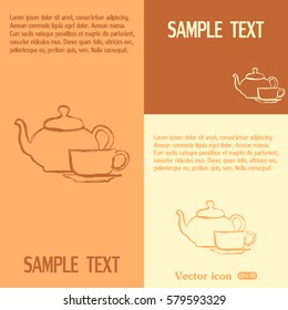 Vector illustration. silhouette of teapot and cup