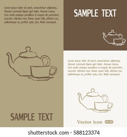  Vector illustration. silhouette of teapot and cup