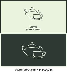  Vector illustration. silhouette of teapot and cup