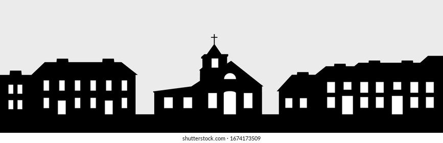 Vector illustration the silhouette of the town.