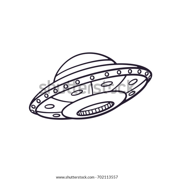 ベクターイラスト おもちゃのufo宇宙船のシルエット 宇宙船 未来的な不明な飛行物体 白い背景に分離型パターン のベクター画像素材 ロイヤリティフリー