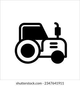 Vector illustration of a silhouette of a tractor on a white background.