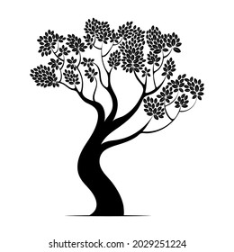 Vector illustration of silhouette tree isolated on white background