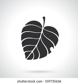 Vector illustration. Silhouette of tree leaf. Ecology and organics symbol. Template or pattern. Decoration for greeting cards, wallpapers, emblems