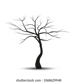 Vector illustration silhouette tree without leaves a white background