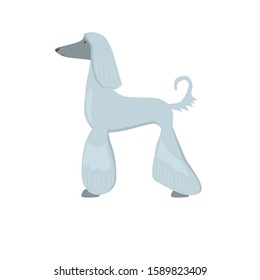 Vector illustration with a silhouette of a trimmed dog. Theme of pet care, grooming. Silhouette for logo design