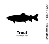 Vector illustration silhouette of trout, salmon fish. Isolated taimen on a white background.