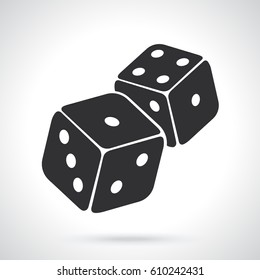 Vector illustration. Silhouette of two dice. Sports equipment. Patterns elements for greeting cards, wallpapers