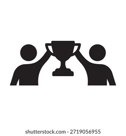 Vektorgrafik der Silhouette zweier Trophäen haltender Personen
