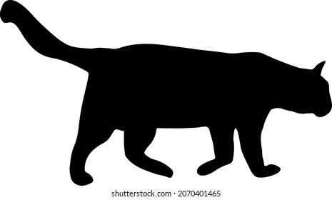 Imagen vectorial de una silueta de caminar un gato negro. Simple y mínimo concepto animal