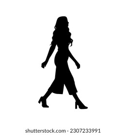 Vector illustration. Silhouette of a walking girl. Woman. Minimalism.