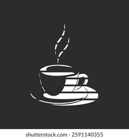 Vector illustration of a silhouette of a warm cup of coffee.