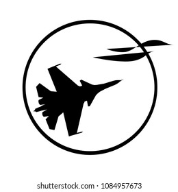 vector illustration of the silhouette of the warplane as logo on white background