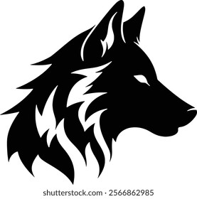 Vector illustration of silhouette of wolf head for POD designs.