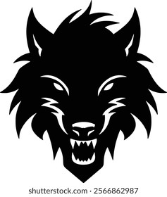 Vector illustration of silhouette of wolf head for POD designs.