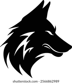 Vector illustration of silhouette of wolf head for POD designs.