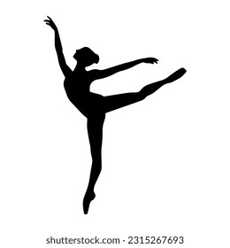 Ilustración vectorial. Silhouette de una bailarina en el escenario. Ballet.