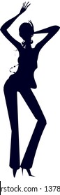 Vector illustration of the silhouette of a woman dancing