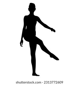 Vector illustration. Silhouette of a woman doing sports. Warm up.