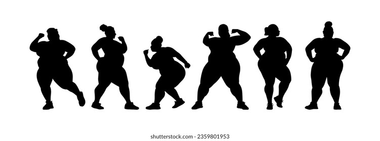 Vector illustration. Silhouette of a woman doing sports. Losing weight.