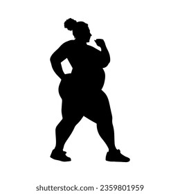 Vector illustration. Silhouette of a woman doing sports. Losing weight.