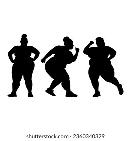 Vector illustration. Silhouette of a woman doing sports. Losing weight.
