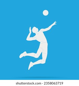 vector illustration silhouette of woman jumping and spiking ball in volleyball match