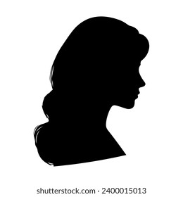 Vector illustration. Silhouette of a woman in profile.