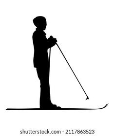 Vector illustration of silhouette of a woman skiing