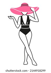 Vector illustration. Silhouette of a woman in a swimsuit. Trendy vector style