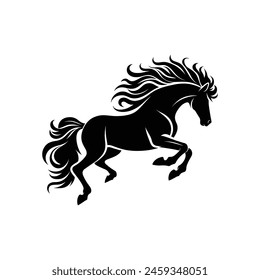 Vector Illustration Silhouetted Rearing Horse Logo Icon Symbol