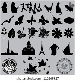 Vector illustration. Silhouettes