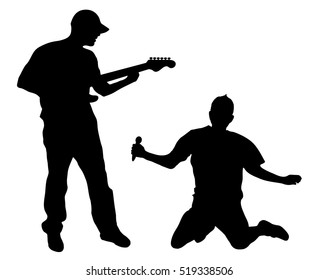 Vector illustration silhouettes band on a white background