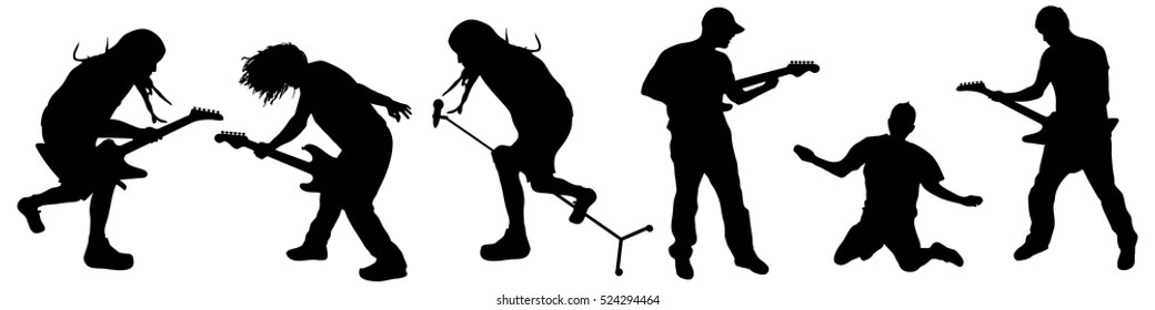 Vector illustration silhouettes band on a white background