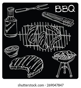 vector illustration of silhouettes barbecue