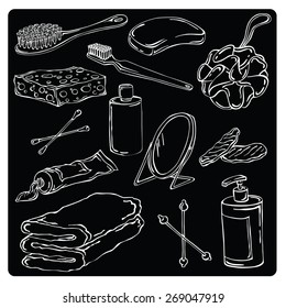 vector illustration of silhouettes bathroom