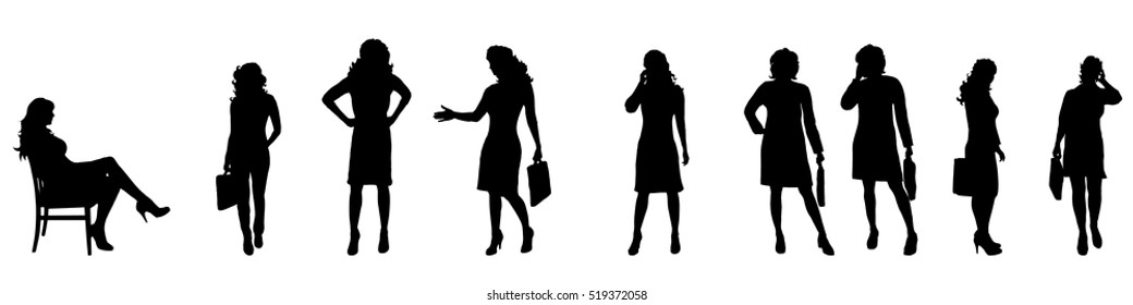 Vector illustration silhouettes of business people on white background
