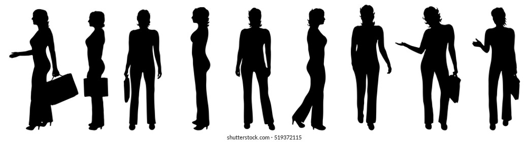 Vector illustration silhouettes of business people on white background