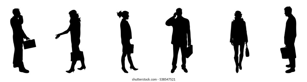 Vector illustration silhouettes business people on white background