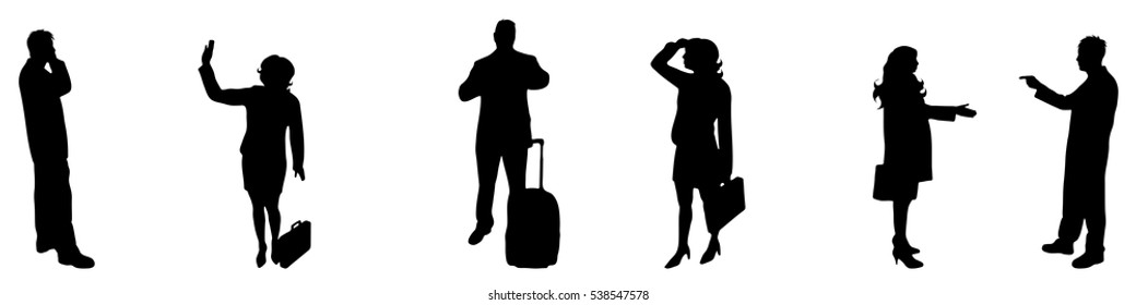 Vector illustration silhouettes business people on white background