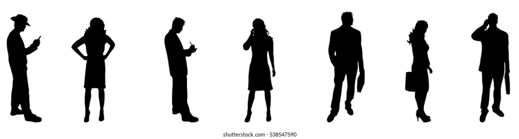 Vector illustration silhouettes business people on white background