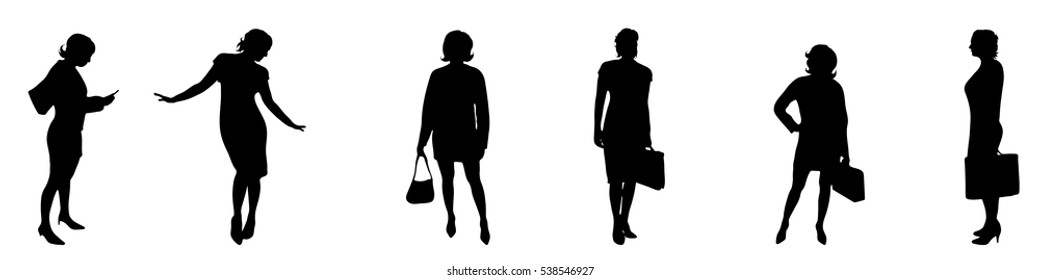 Vector illustration silhouettes business woman on white background