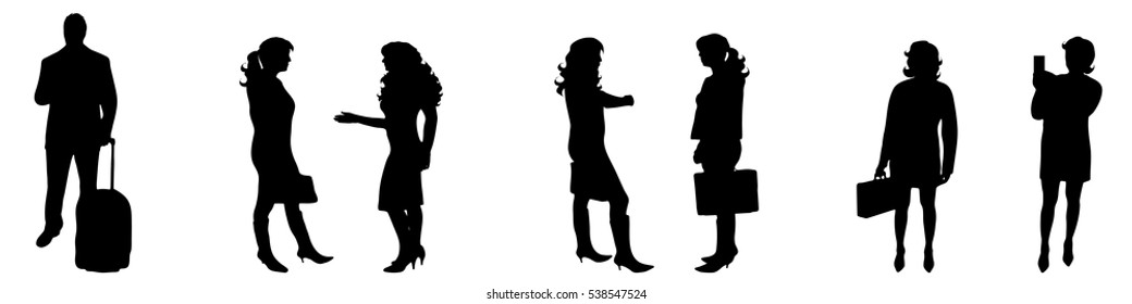 Vector illustration silhouettes business woman on white background