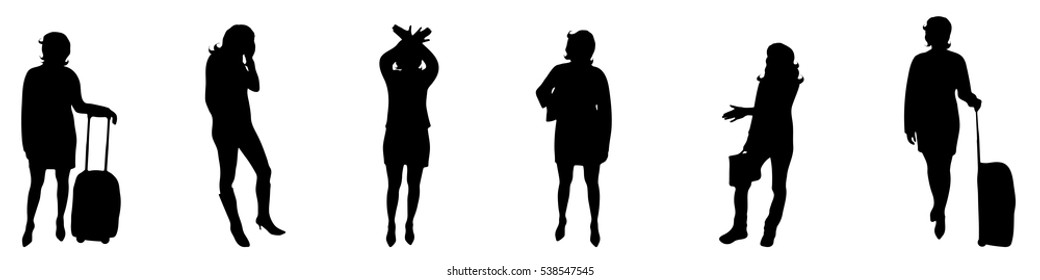 Vector illustration silhouettes business woman on white background