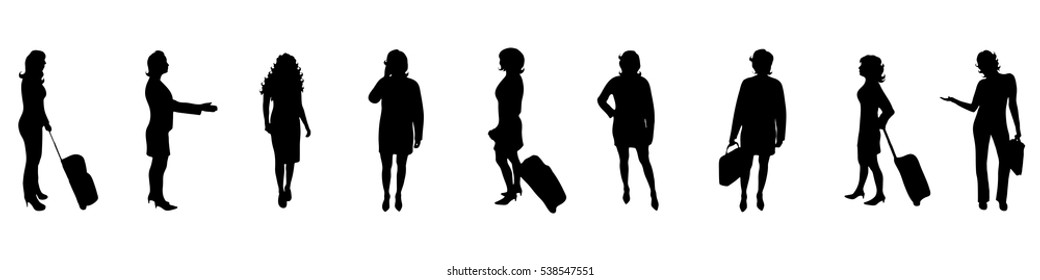 Vector illustration silhouettes business woman on white background