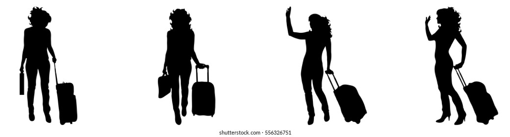 Vector illustration silhouettes business woman on white background